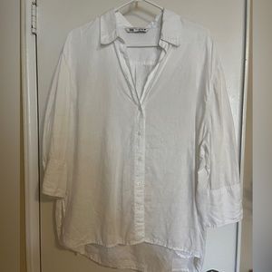 ZARA white linen shirt, size XL
